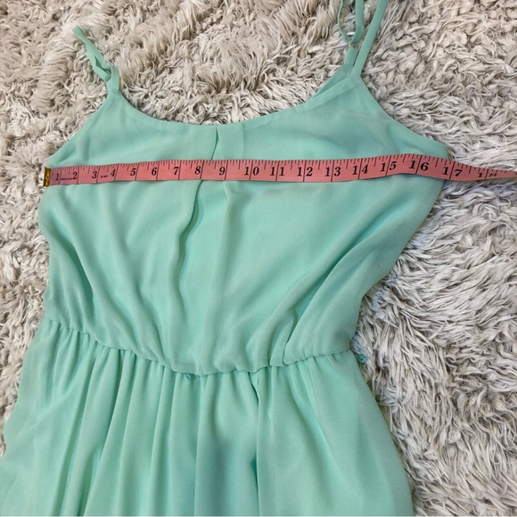 Mint Green Dress Sleeveless Chiffon High Low Belted Size Small - Picture 11 of 11